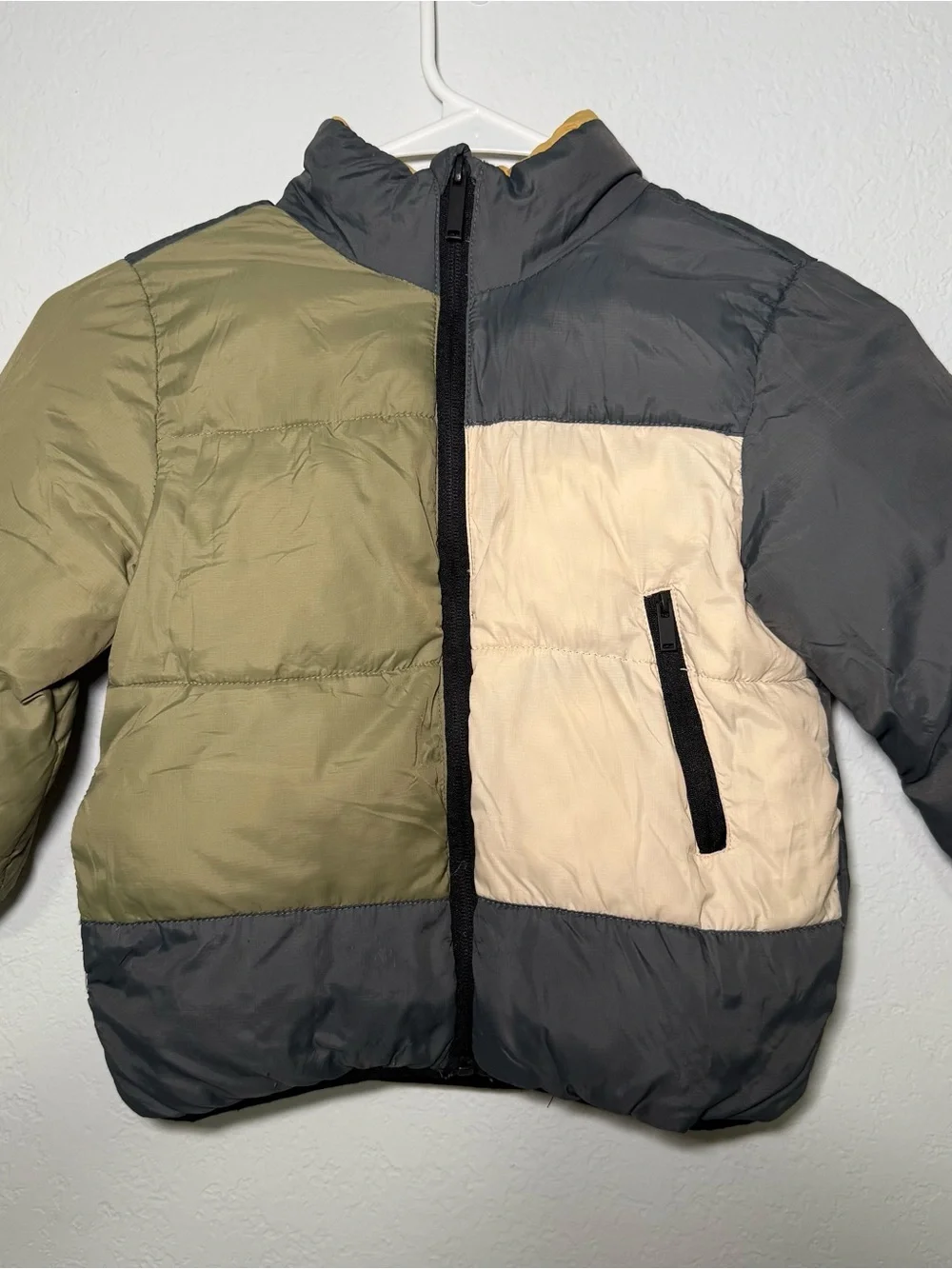 Zara Boys Girls Colorblock Puffer Coat Zip Winter Jacket Size 3-4 Years